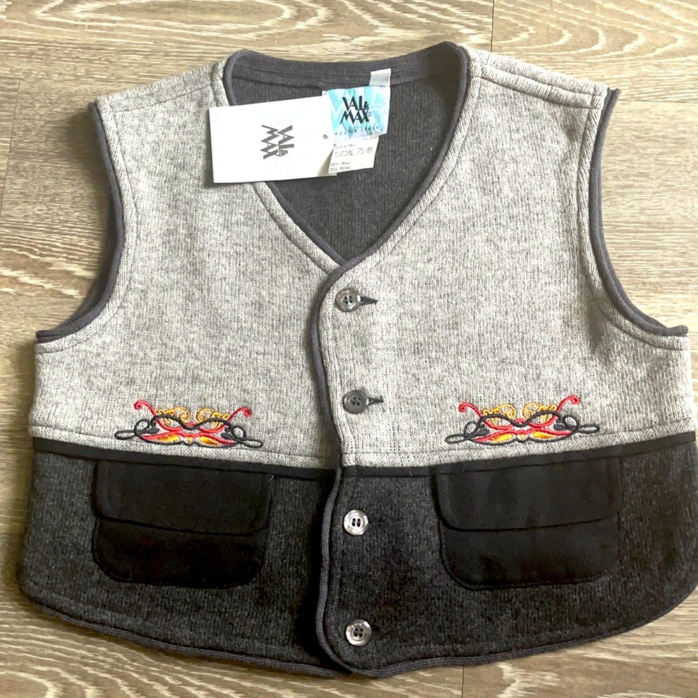 VAL MAX Gray wool kids vest, made in Italy Size L